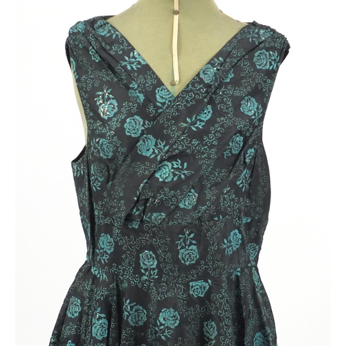 2257 - 1930's floral print and glitter dress, 120cm in length