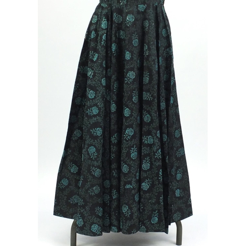 2257 - 1930's floral print and glitter dress, 120cm in length