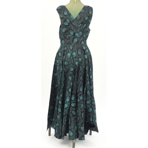 2257 - 1930's floral print and glitter dress, 120cm in length