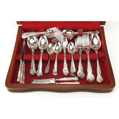 2237 - Mahogany six place canteen of Sheffield silver plated cutlery, 40.5cm wide