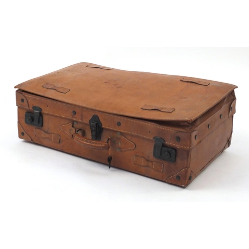 2278 - Vintage pigskin suitcase by Giovanni, 68cm wide