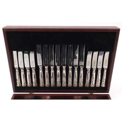 2147 - Arthur Price mahogany six place canteen of Sheffield silver plated cutlery, 46cm wide