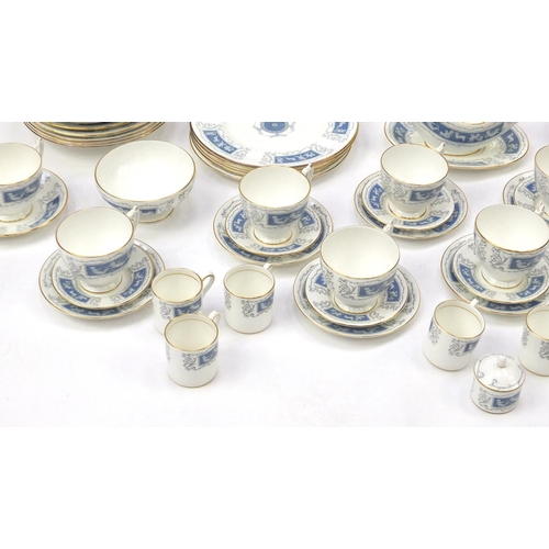 2103 - Coalport Revelry tea and dinnerware including a gravy boat on stand, platter, dinner plates, cups an... 