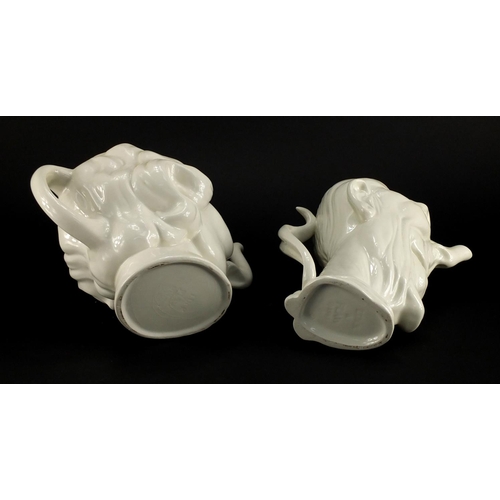 2312 - Pair of Margret Thatcher and Ronald Reagan caricature teapots, the largest 27cm high