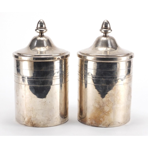 2219 - Pair of good quality French silver plated ice coolers, with acorn finials, each 26.5cm high