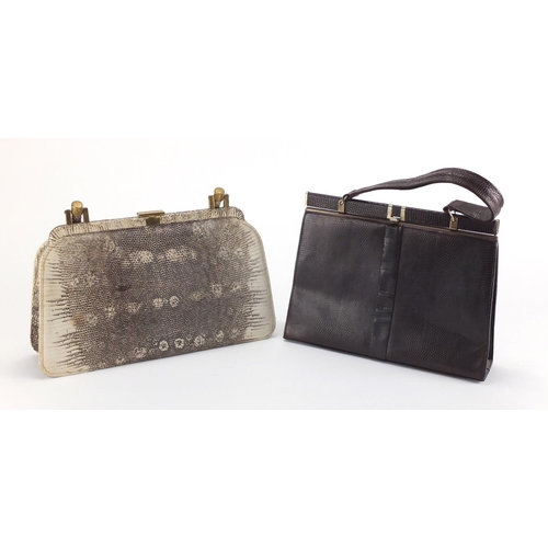 2248 - Two vintage snake skin handbags, the largest 32cm wide