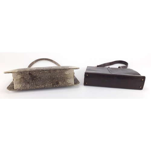 2248 - Two vintage snake skin handbags, the largest 32cm wide