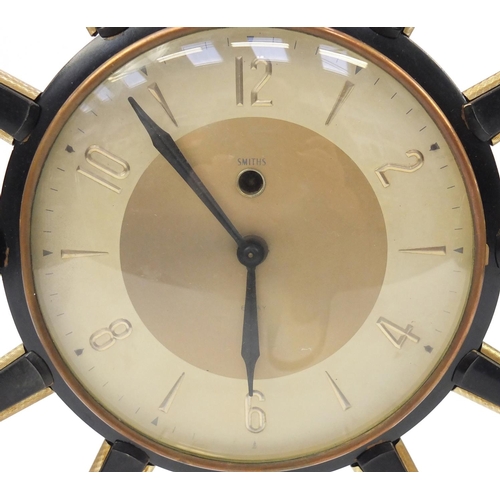 2266 - Vintage Smith's sunburst design wall clock, with eight day movement, 50cm in diameter