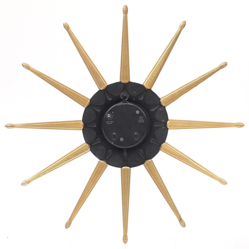 2266 - Vintage Smith's sunburst design wall clock, with eight day movement, 50cm in diameter