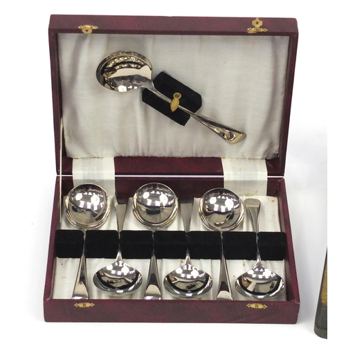 2227 - Three sets of silver plated cutlery including a six place canteen with ivorine handles and a pair of... 