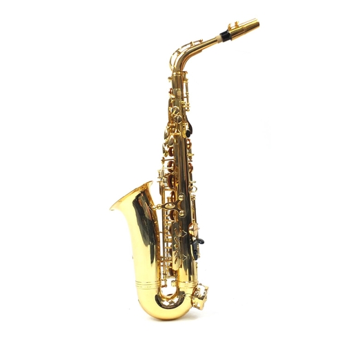 2236 - Jupiter 500 series brass saxophone, with Mother of Perl keys and fitted case, numbered 101116, 63cm ... 