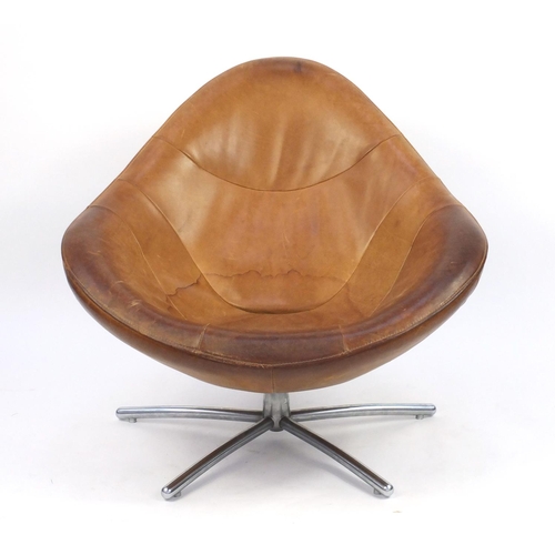 2005 - Hidde leather swivel armchair, designed by Gerard Van Den Berg, from the Label Collection, 86cm high