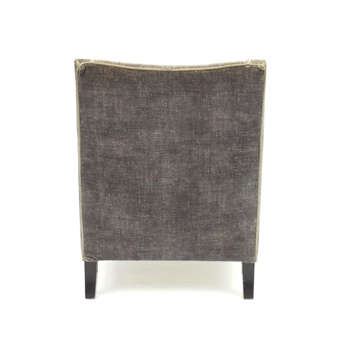 2115 - Contemporary open armchair, with grey upholstery, 87.5cm high