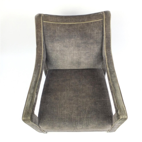 2116 - Contemporary open armchair, with grey upholstery, 87.5cm high