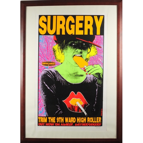 2153 - Frank Kozik - Surgery, pencil signed print, limited edition 39/375, mounted and framed, 87cm x 54cm