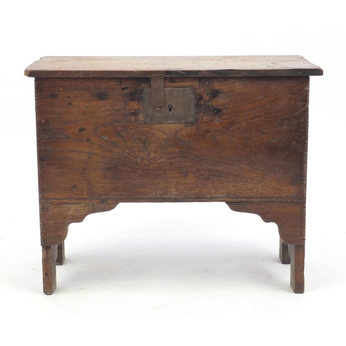 2079 - Antique elm plank chest, 50cm H x 62.5cm W x 28.5cm D