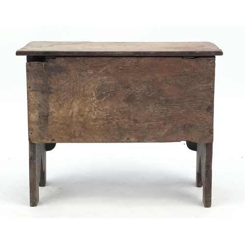 2079 - Antique elm plank chest, 50cm H x 62.5cm W x 28.5cm D