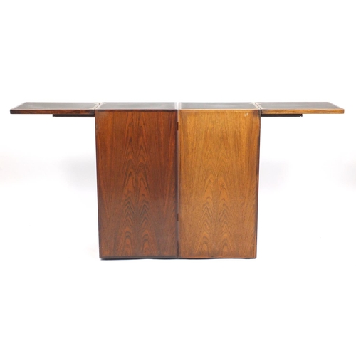 2060 - Rosewood Campaign style folding bar, with inset brass handles and mounts, 90cm H x 60cm W x 45cm D w... 