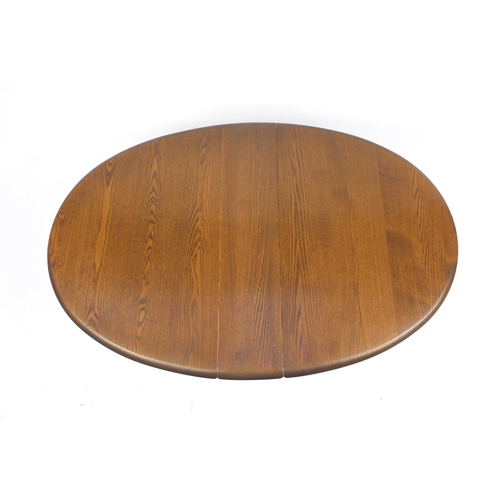 2124 - Ercol elm Golden Dawn drop leaf occasional table, 47cm H x 17cm W x 70m D when closed