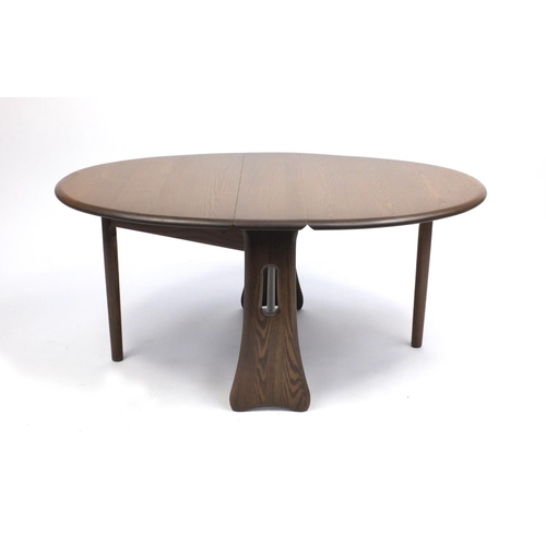 2124 - Ercol elm Golden Dawn drop leaf occasional table, 47cm H x 17cm W x 70m D when closed