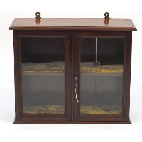 2161 - Victorian mahogany display case, fitted with a pair of glazed doors enclosing a single shelf, 50cm H... 