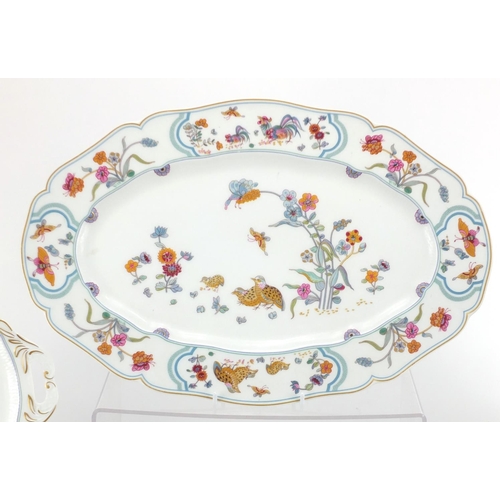 2071 - Limoges teaware decorated with birds and flowers including teapot, platter, cups and saucers