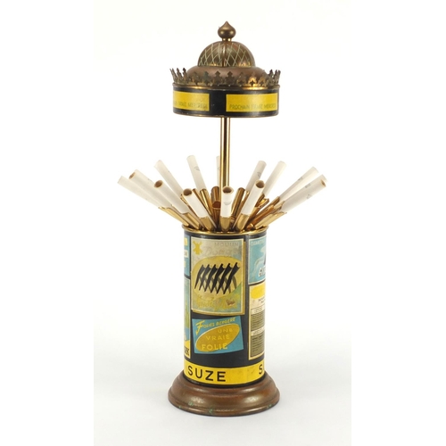 2310 - Novelty French brass advertising cigarette dispenser, 22.5cm high