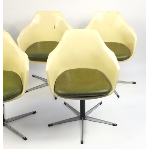 2134 - Set of five 1970's Arkana salon chairs, with lift off leather cushions, each 83cm high