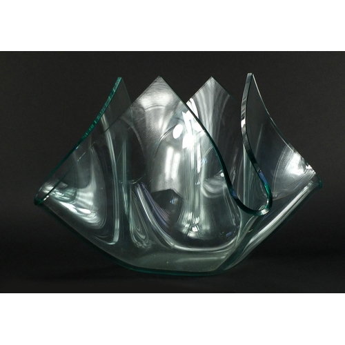 2347 - Large Italian green glass centre piece by Fontana Arte, 28cm high