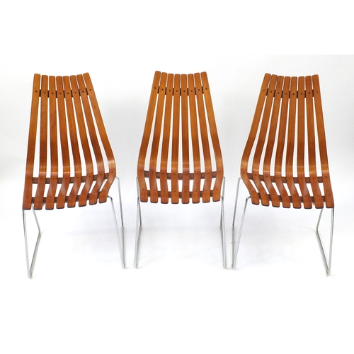 2001 - Norwegian rosewood dining table and six Scandia Chairs by Hans Brattrud for Hove Møbler, stamp to th... 