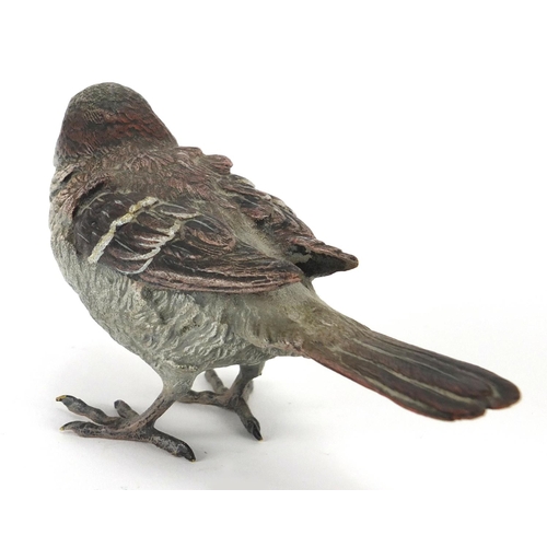 2188 - Austrian cold painted bronze sparrow, impressed marks, 13.5cm in length