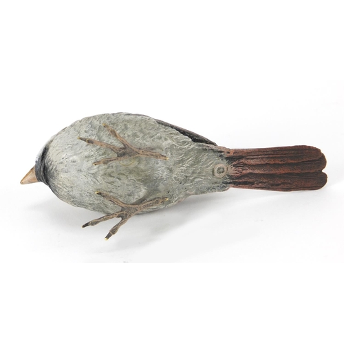 2188 - Austrian cold painted bronze sparrow, impressed marks, 13.5cm in length