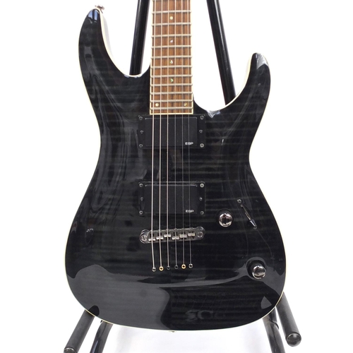 2231 - ESP six string electric guitar, with ECC Effects Command Center and a Roland amplifier, the guitar s... 