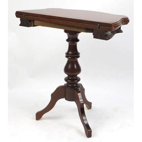 2046 - Folding mahogany chess table, 79cm H x 80cm W x 40cm D (extending to 80cm)
