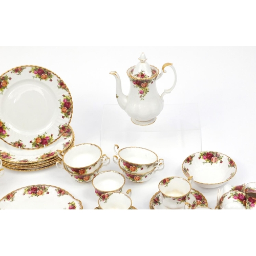 2047 - Royal Albert Old Country Roses tea and dinnerware including coffee pot, teapot, plates, cups and sau... 