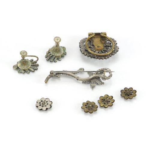 2829 - Georgian and later cut steel jewellery including brooches, earrings and buttons