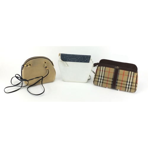 2249 - Three vintage handbags including Burberry and Valbrenta, the largest 29.5cm wide