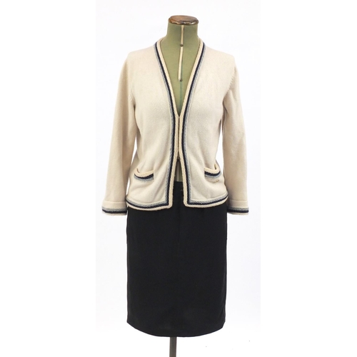 2252 - Chanel cashmere cardigan and two skirts comprising Chanel and Christian Dior, The Dior skirt size 8