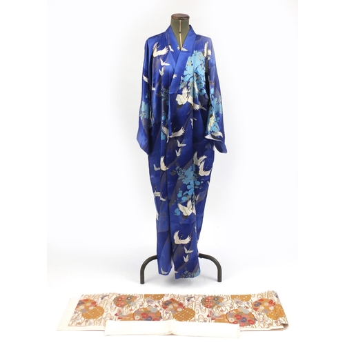 2259 - Chinese embroidered silk kimono, belt and reversible jacket