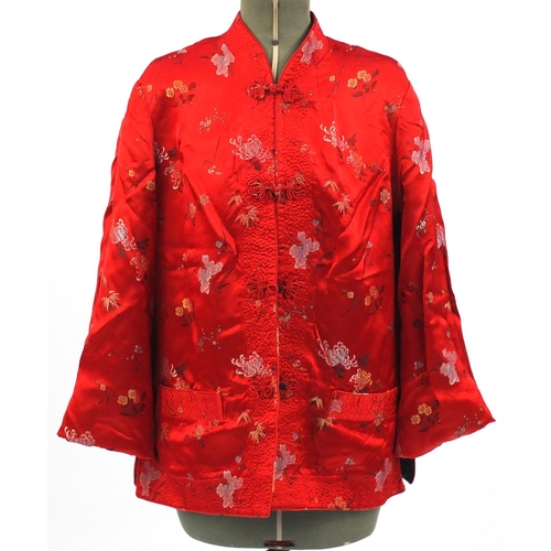 2259 - Chinese embroidered silk kimono, belt and reversible jacket