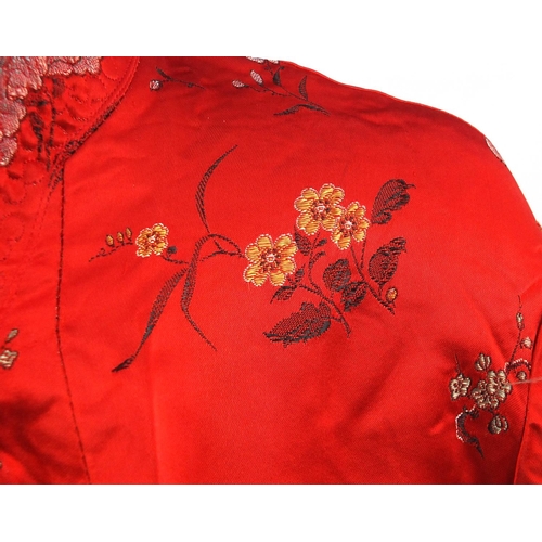 2259 - Chinese embroidered silk kimono, belt and reversible jacket