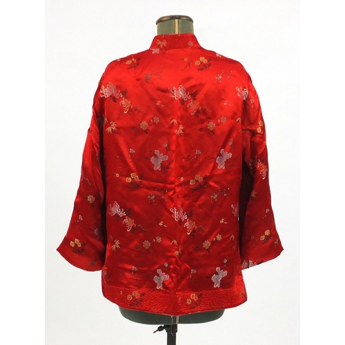 2259 - Chinese embroidered silk kimono, belt and reversible jacket