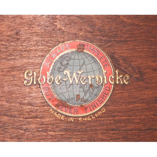 2028 - Globe Wernicke oak three section bookcase, 115cm H x 86.5cm W x 27cm D