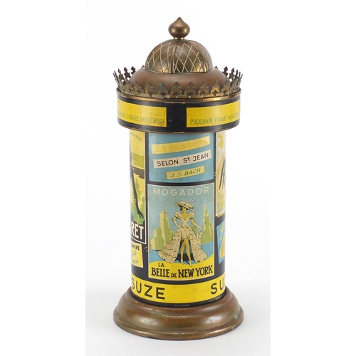 2310 - Novelty French brass advertising cigarette dispenser, 22.5cm high