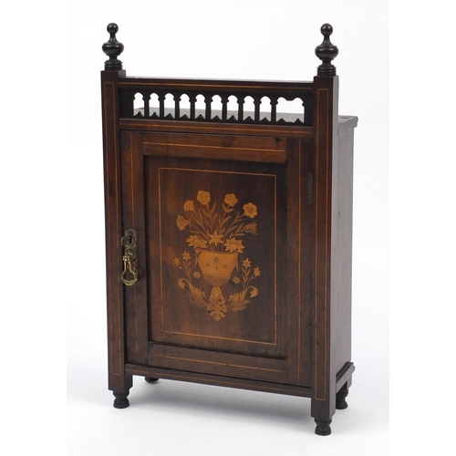 49 - Edwardian inlaid rosewood table top cabinet, 62cm H x 37cm W x 14cm D