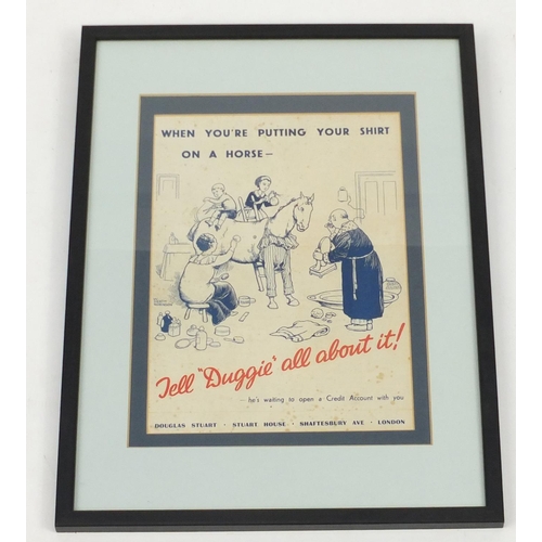 842 - Douglas Stuart London advertising print, titled 'Tell Duggie All About It', mounted and framed, 27cm... 
