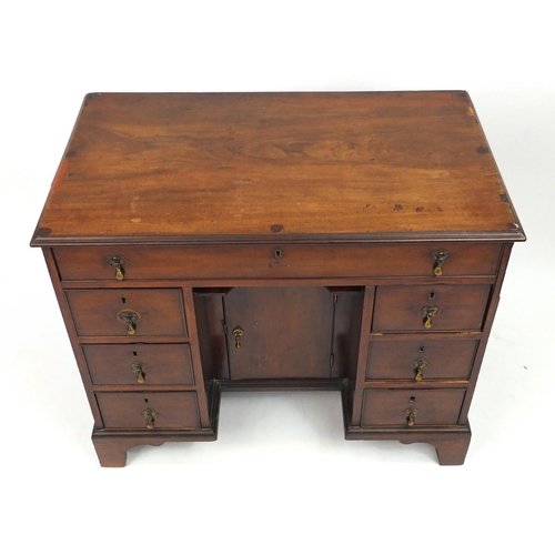 1 - Georgian mahogany kneehole desk, 83cm H x 85cm W x 54cm D