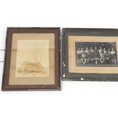 840 - Three Military interest black and white photographs, including HMS Assistance and 4th Divisional Sig... 
