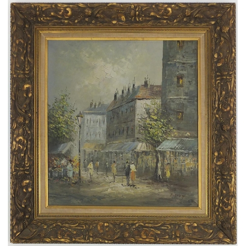11 - Burnett - Parisian street scene, oil on canvas, framed, 55cm x 50cm