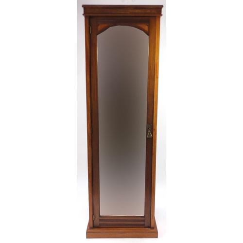 56 - Edwardian inlaid mahogany wardrobe, with mirrored door, 196cm H x 61cm W x 55cm D